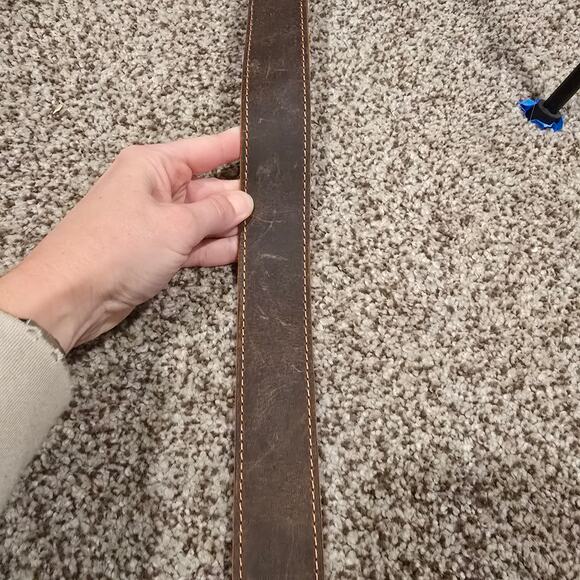 Women's Buckle Brown Leather Belt - Picture 3 of 7